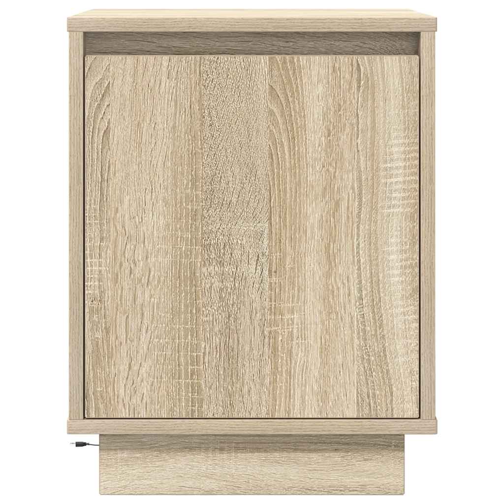 Mesa de cabeceira com luzes LED 38x34x50 cm carvalho sonoma