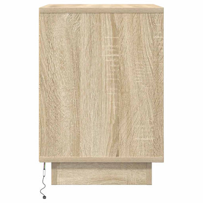Mesa de cabeceira com luzes LED 38x34x50 cm carvalho sonoma