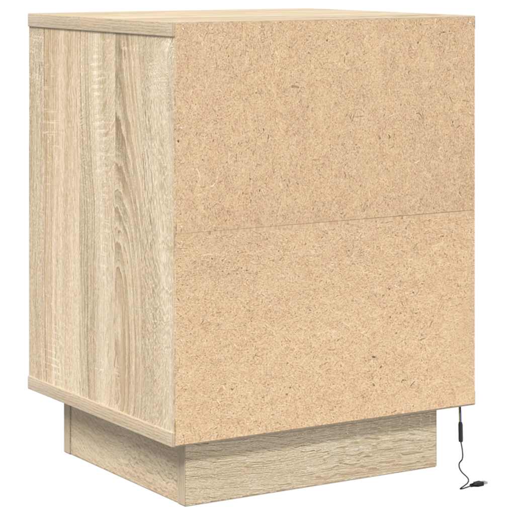 Mesa de cabeceira com luzes LED 38x34x50 cm carvalho sonoma