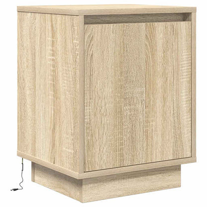Mesas cabeceira c/ luzes LED 2 pcs 38x34x50cm carvalho sonoma
