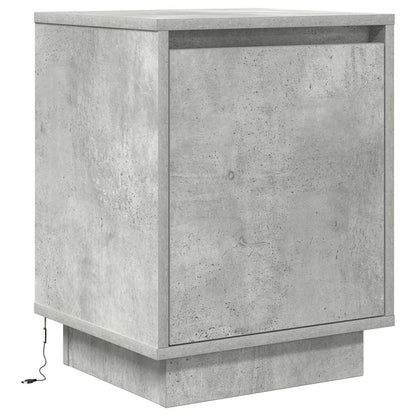Mesa de cabeceira com luzes LED 38x34x50 cm cinzento-cimento