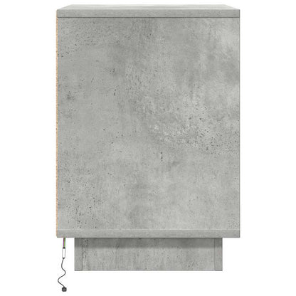 Mesa de cabeceira com luzes LED 38x34x50 cm cinzento-cimento