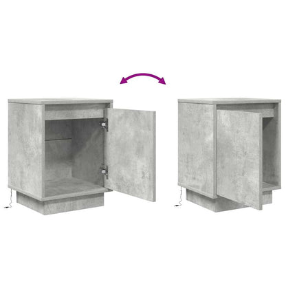 Mesa de cabeceira com luzes LED 38x34x50 cm cinzento-cimento