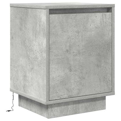 Mesas cabeceira c/ luzes LED 2 pcs 38x34x50 cm cinzento-cimento