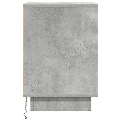 Mesas cabeceira c/ luzes LED 2 pcs 38x34x50 cm cinzento-cimento