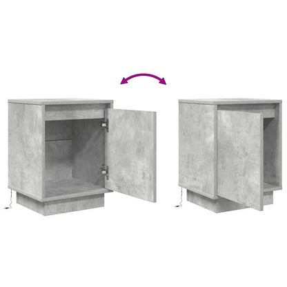 Mesas cabeceira c/ luzes LED 2 pcs 38x34x50 cm cinzento-cimento