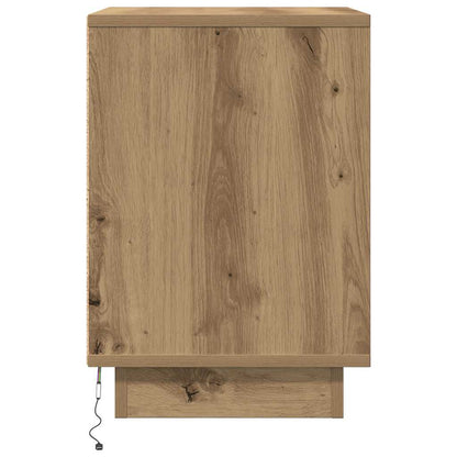 Mesa de cabeceira com luzes LED Carvalho Artesanal 38x34x50 cm