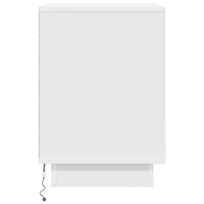 Armário de cabeceira com luzes LED branco 38x34x50 cm