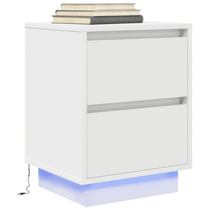 Armário de cabeceira com luzes LED branco 38x34x50 cm