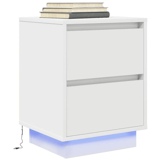 Armário de cabeceira com luzes LED branco 38x34x50 cm