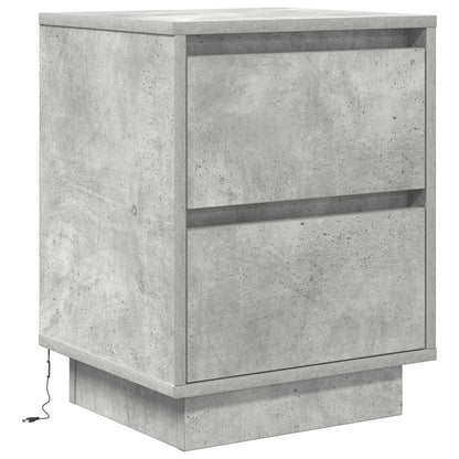 Mesa de cabeceira com luzes LED 38x34x50 cm cinzento-cimento