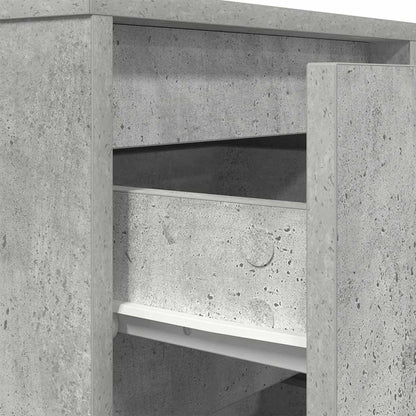 Mesa de cabeceira com luzes LED 38x34x50 cm cinzento-cimento
