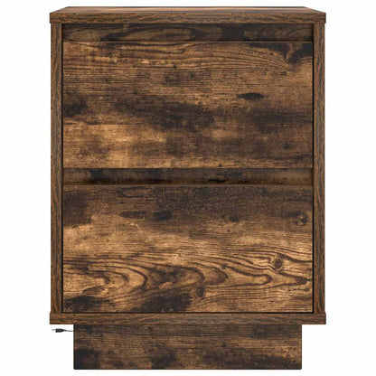 Mesas cabeceira c/ luzes LED 2 pcs 38x34x50 cm carvalho fumado