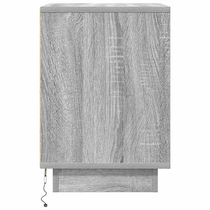 Mesa de cabeceira com luzes LED 38x34x50 cm cinzento-sonoma