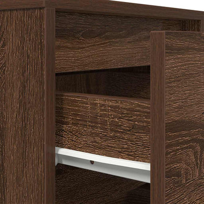 Mesa de cabeceira com luzes LED 38x34x50 cm carvalho castanho