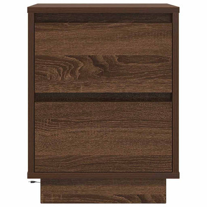 Mesas cabeceira c/ luzes LED 2 pcs 38x34x50cm carvalho castanho