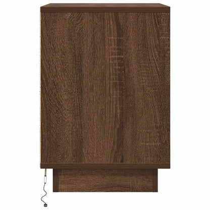 Mesas cabeceira c/ luzes LED 2 pcs 38x34x50cm carvalho castanho