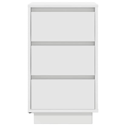 Mesa de cabeceira com luzes LED 38x34x65 cm branco