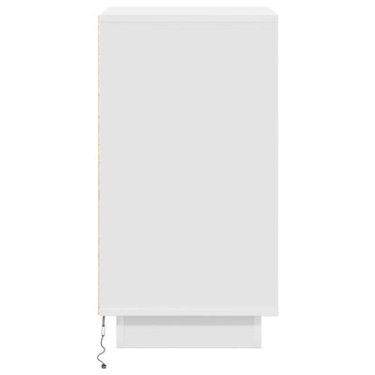 Mesa de cabeceira com luzes LED 38x34x65 cm branco