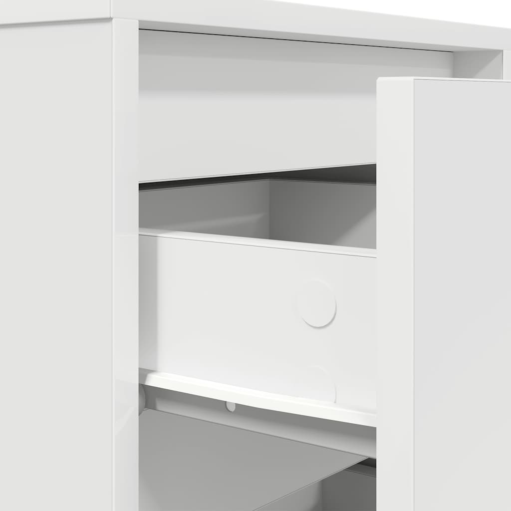 Mesa de cabeceira com luzes LED 38x34x65 cm branco