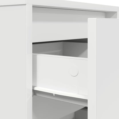Mesa de cabeceira com luzes LED 38x34x65 cm branco