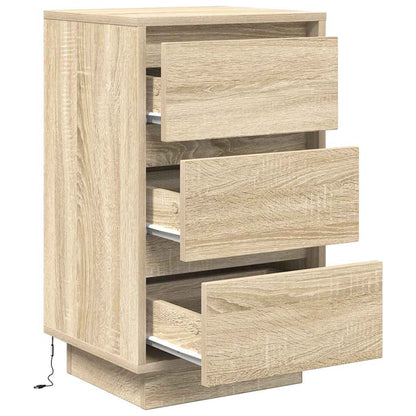 Mesa de cabeceira com luzes LED 38x34x65 cm carvalho sonoma