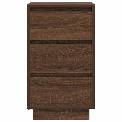 Mesa de cabeceira com luzes LED 38x34x65 cm carvalho castanho