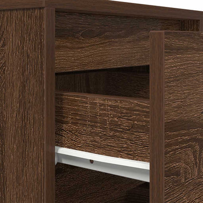 Mesa de cabeceira com luzes LED 38x34x65 cm carvalho castanho