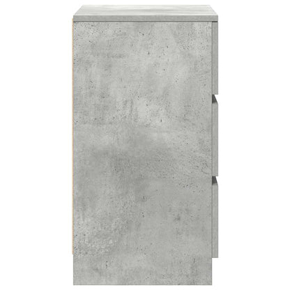 Mesa de cabeceira com 3 gavetas 39x35x65 cm cinzento cimento