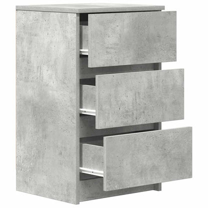 Mesas de cabeceira 3 gavetas 2 pcs 39x35x65cm cinzento cimento