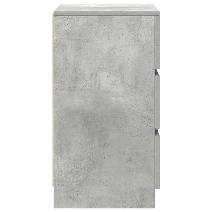 Mesas de cabeceira 3 gavetas 2 pcs 39x35x65cm cinzento cimento