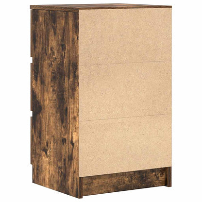 Mesas de cabeceira 3 gavetas 2 pcs 39x35x65cm carvalho fumado