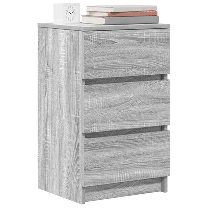 Mesa de cabeceira com 3 gavetas 39x35x65 cm sonoma cinzento