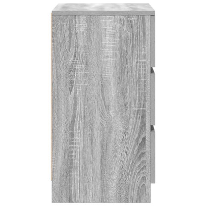Mesa de cabeceira com 3 gavetas 39x35x65 cm sonoma cinzento