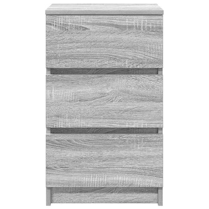 Mesas de cabeceira 3 gavetas 2 pcs 39x35x65cm sonoma cinzento