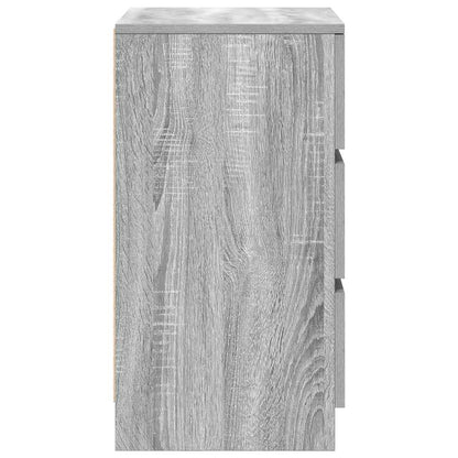 Mesas de cabeceira 3 gavetas 2 pcs 39x35x65cm sonoma cinzento