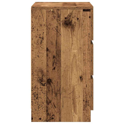Mesa de cabeceira com 3 gavetas 39x35x65 cm madeira velha