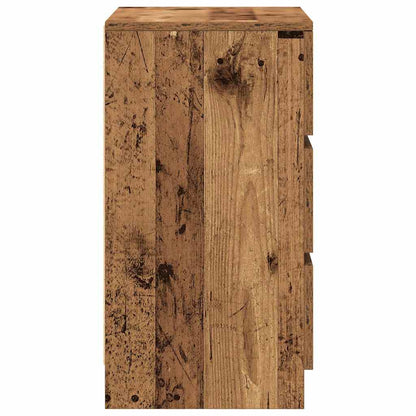 Mesas de cabeceira 3 gavetas 2 pcs 39x35x65cm madeira velha