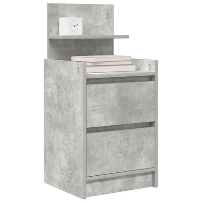 Mesa de cabeceira com 2 gavetas 38x34x80 cm cinzento cimento