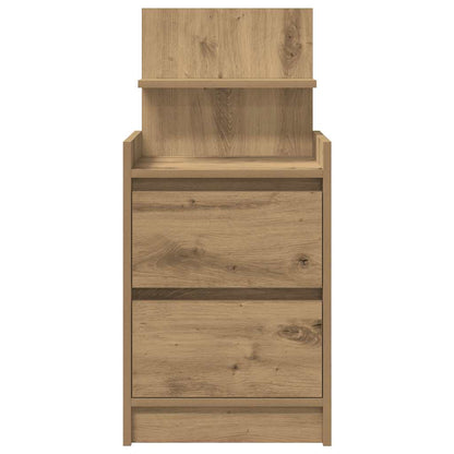 Mesa de cabeceira com 2 gavetas 38x34x80 cm carvalho artesanal