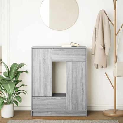 Aparador c/ gavetas e portas 73x31x90 cm sonoma cinzento