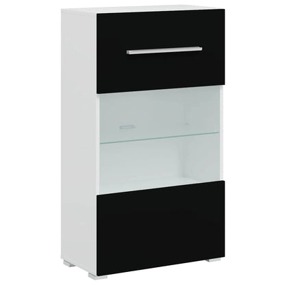 Móveis TV com  iluminação LED madeira trabalhada preto mate, 5pcs