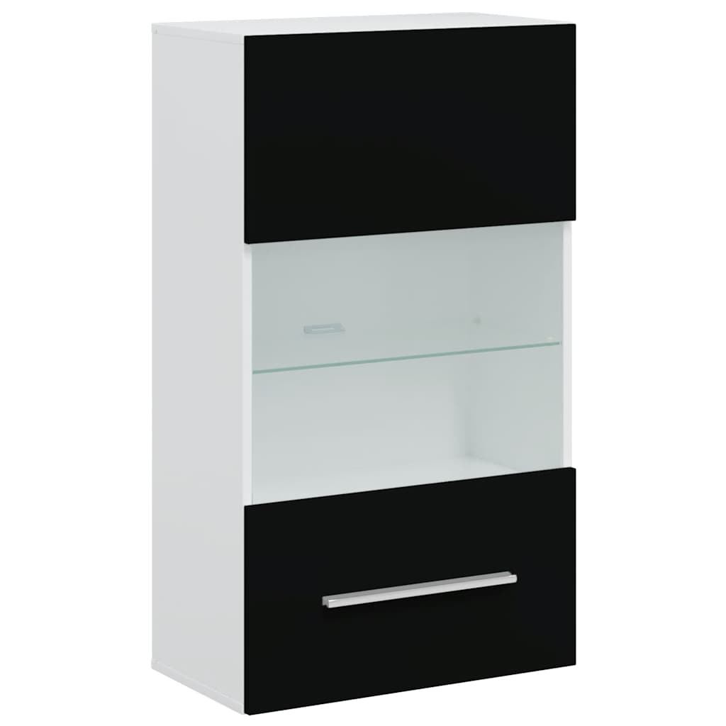 Móveis TV com  iluminação LED madeira trabalhada preto mate, 5pcs