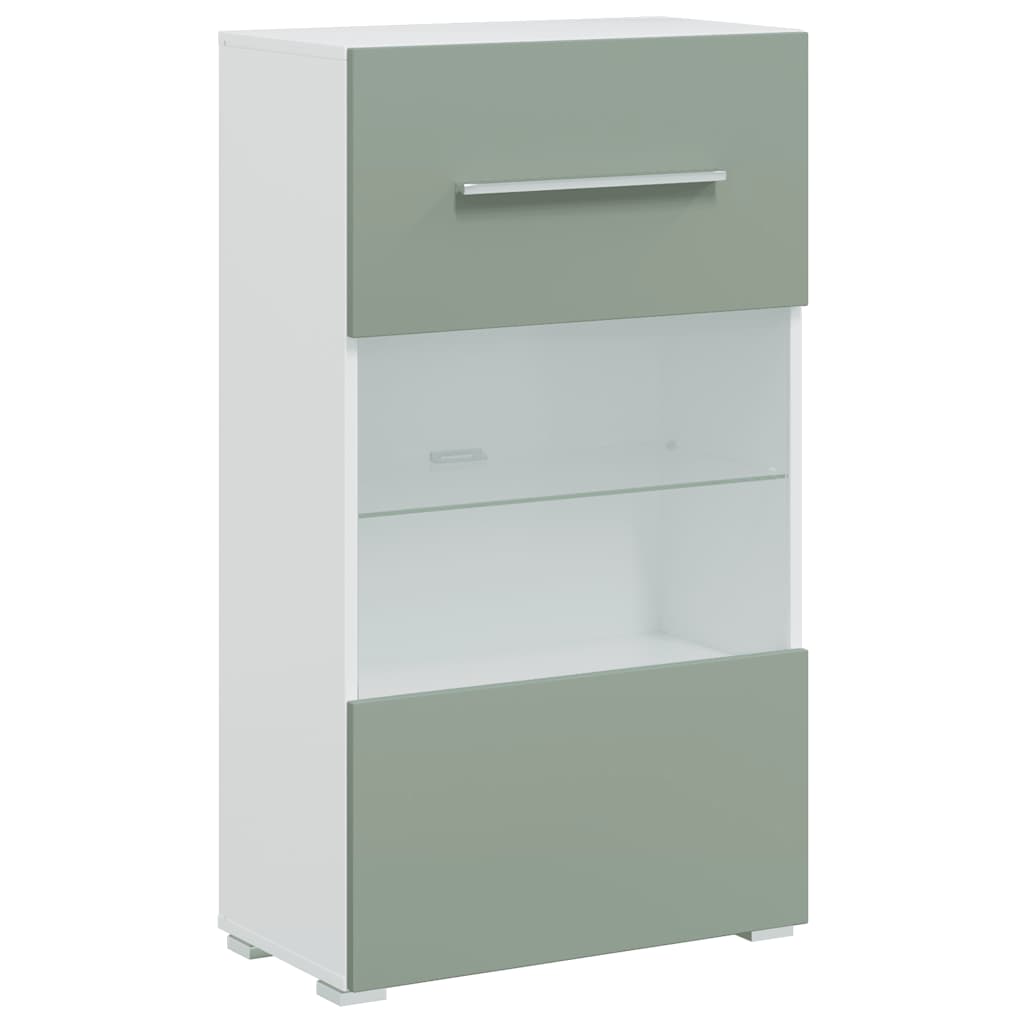 Móveis TV com iluminação LED madeira trabalhada verde oliva, 5pcs