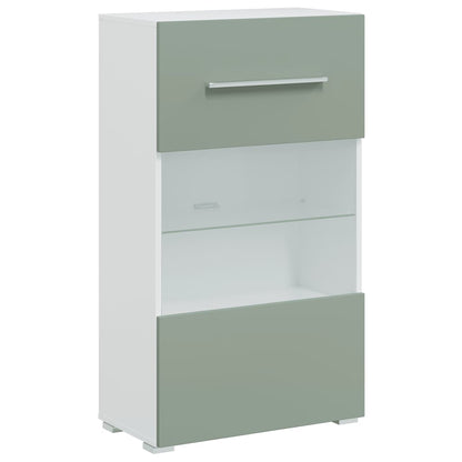 Móveis TV com iluminação LED madeira trabalhada verde oliva, 5pcs