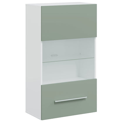 Móveis TV com iluminação LED madeira trabalhada verde oliva, 5pcs