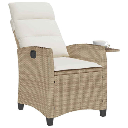 Cadeira de jardim reclinável com mesa de apoio vime PE bege