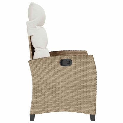 Cadeira de jardim reclinável com mesa de apoio vime PE bege