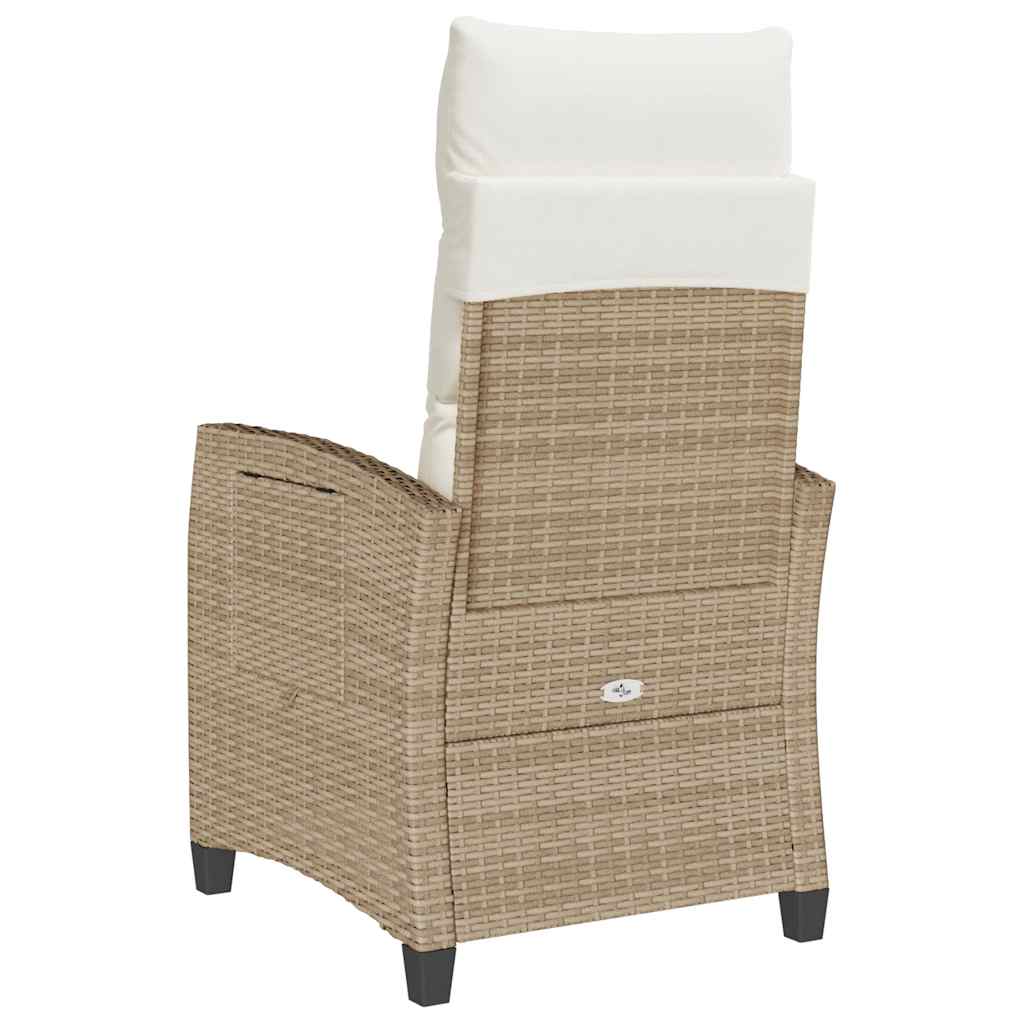 Cadeira de jardim reclinável com mesa de apoio vime PE bege