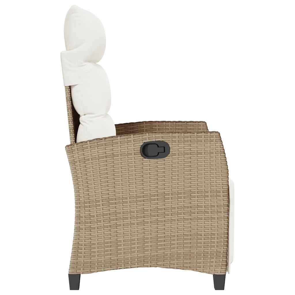 Cadeira de jardim reclinável com mesa de apoio vime PE bege